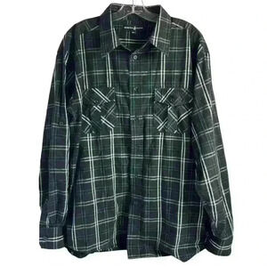Beverly Hills Polo‎ Club Men's XXL Black Plaid Button-Up Shirt Long Sleeve